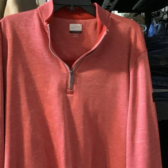 Greg Norman Collection coral 1/4 zip dri fit golf pullover - Picture 1 of 9